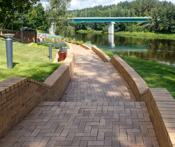Embankment of the Neman River near the town of Druskininkai. Lithuania.