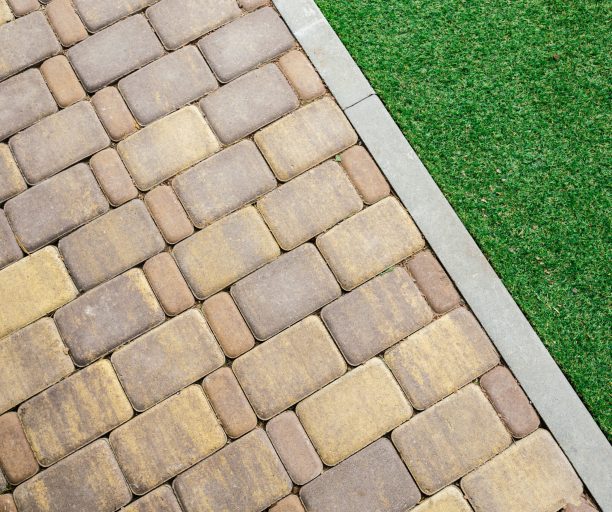grass and brick background. High quality photo